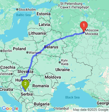 Маршрут из Москвы в Белграда