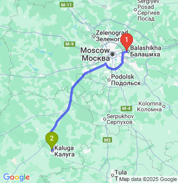 Маршрут из Балашихи в Калугу