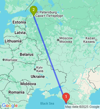 Маршрут из Сочи в Гатчину