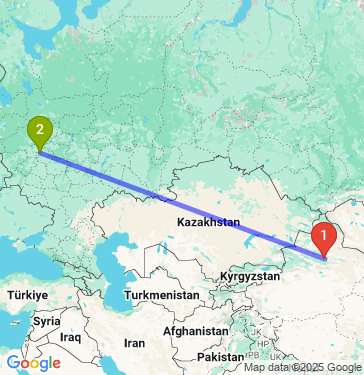 Маршрут из Урумчи в Москву