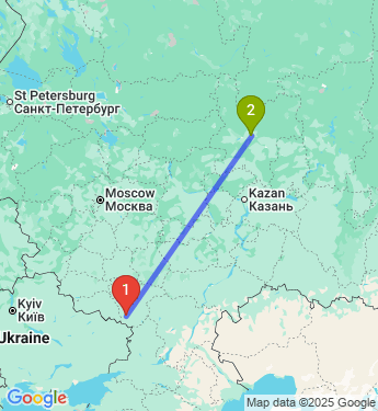 Маршрут из Россоши в Киров