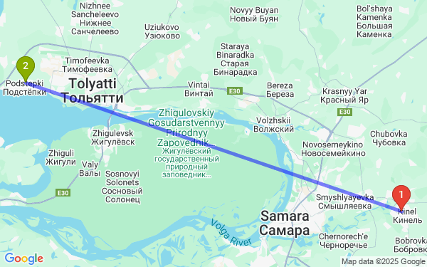 Маршрут из Самары в Подстепки