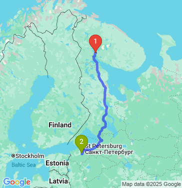 Маршрут из Полярных Зорь в Гатчину