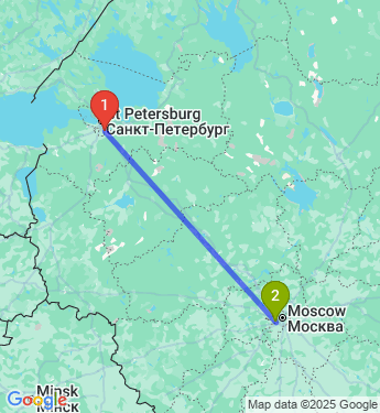 Маршрут из Санкт-Петербурга в Одинцово