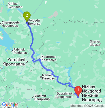 Маршрут из Нижнего Новгорода в Вологду