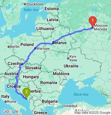 Маршрут из Москвы в Херцег-Нови