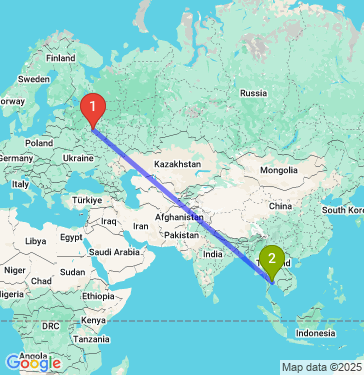 Маршрут из Москвы в Бангкока