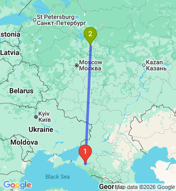 Маршрут из Краснодара в Ярославль