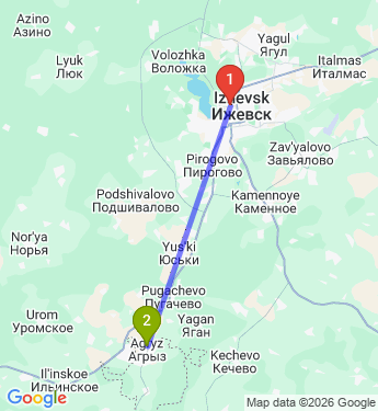 Маршрут из Ижевска в Агрыза