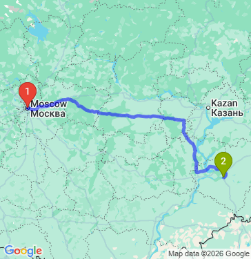 Маршрут из Москвы в Самару