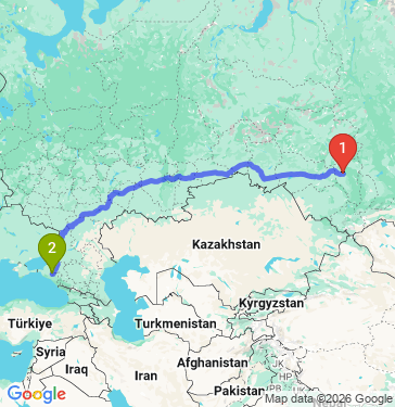 Маршрут из Кемерова в Краснодар