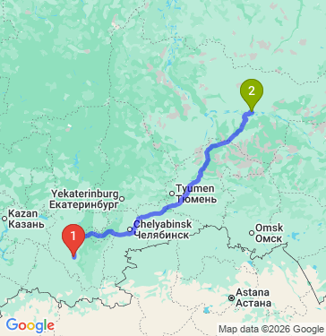 Маршрут из Стерлитамака в Сургут