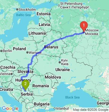 Маршрут из Москвы в Белграда