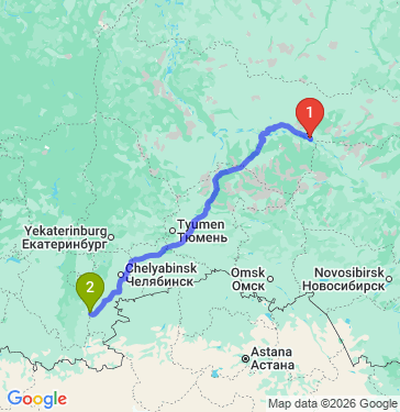 Маршрут из Нижневартовска в Магнитогорск
