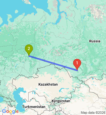 Маршрут из Барнаула в Пермь