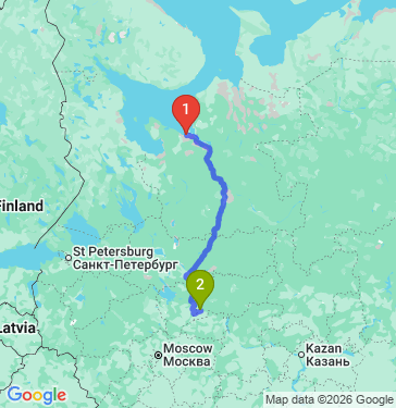 Маршрут из Северодвинска в Кострому