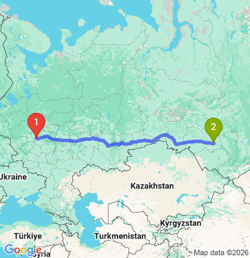 Маршрут из Москвы в Новосибирск