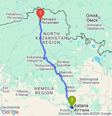 Маршрут из Петропавловска в Астану