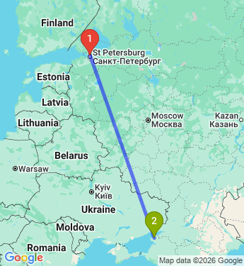 Маршрут из Санкт-Петербурга в Ейск