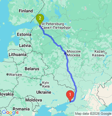 Маршрут из Таганрога в Санкт-Петербург