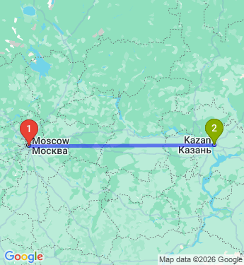 Маршрут из Москвы в Казань