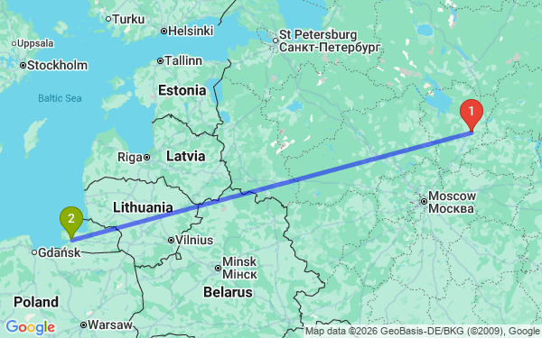 Маршрут из Ярославля в Калининград
