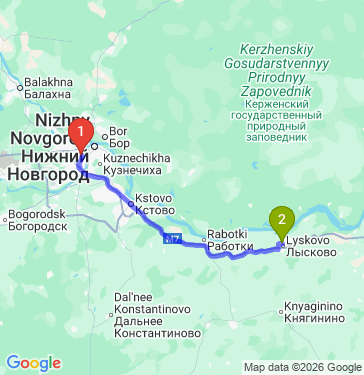 Маршрут из Нижнего Новгорода в Лысково