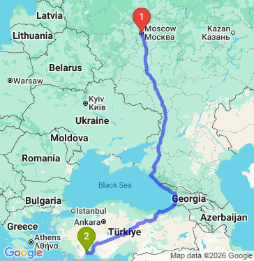 Маршрут из Москвы в Анталью