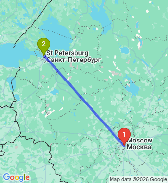 Маршрут из Москвы в Санкт-Петербург