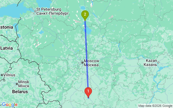 Маршрут из Ельца в Тоншалово