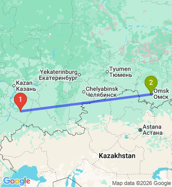 Маршрут из Самары в Омск