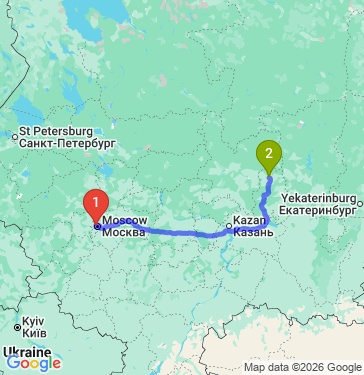 Маршрут из Москвы в Глазова