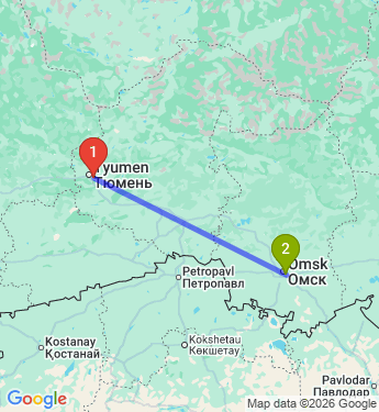 Маршрут из Тюмени в Омск