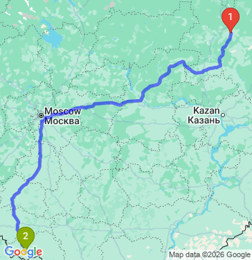 Маршрут из Кирова в Белгород