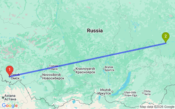 Маршрут из Омска в 