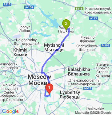Маршрут из Москвы в Пушкино