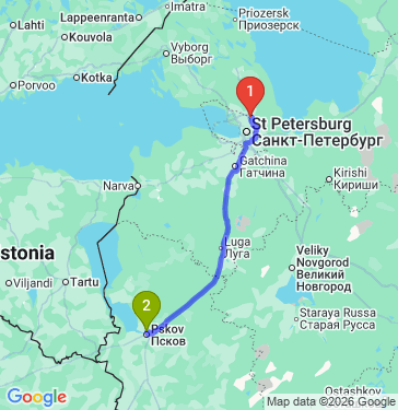 Маршрут из Мурина в Пскова