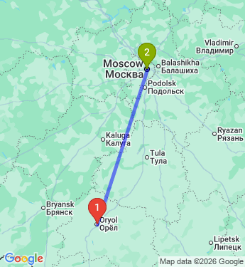 Маршрут из Орла в Москву