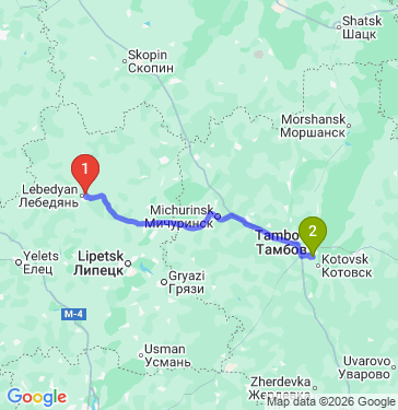 Маршрут из Лебедяни в Строителя