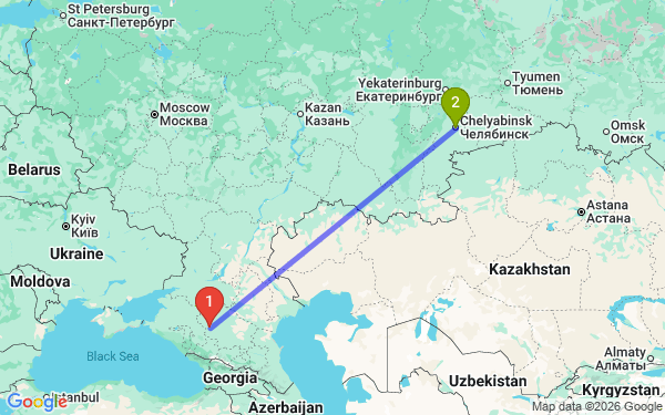 Маршрут из Ставрополя в Челябинск
