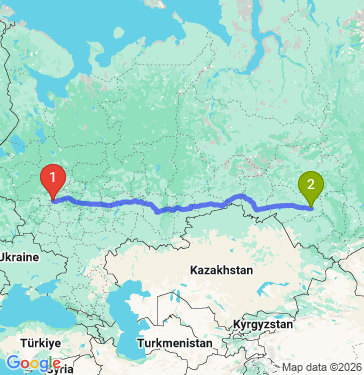 Маршрут из Москвы в Новосибирск