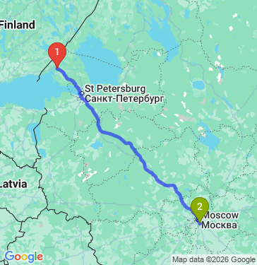 Маршрут из Выборга в Москву