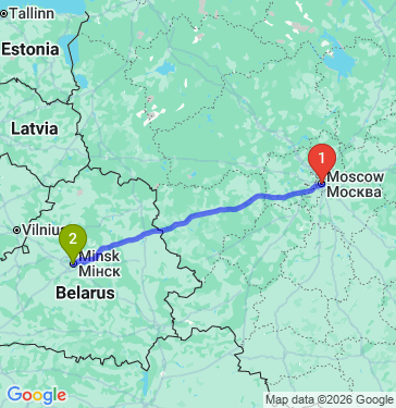 Маршрут из Москвы в Минск