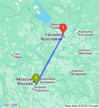 Маршрут из Ярославля в Москву