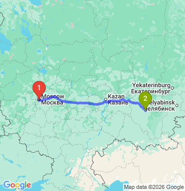 Маршрут из Москвы в Уфу