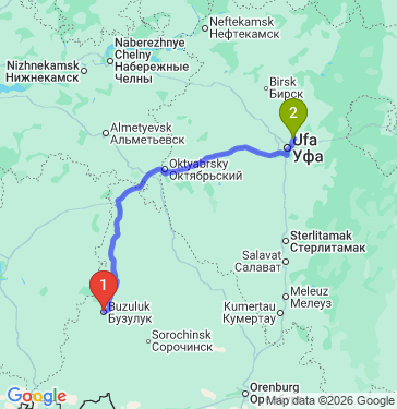 Маршрут из Бузулука в Уфу