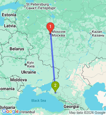 Маршрут из Москвы в Краснодар