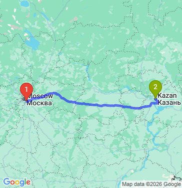 Маршрут из Москвы в Казань