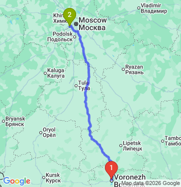 Маршрут из Воронежа в Одинцово