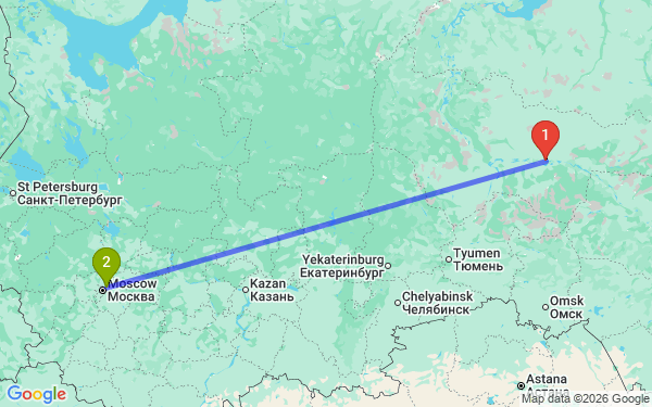 Маршрут из Сургута в Королев